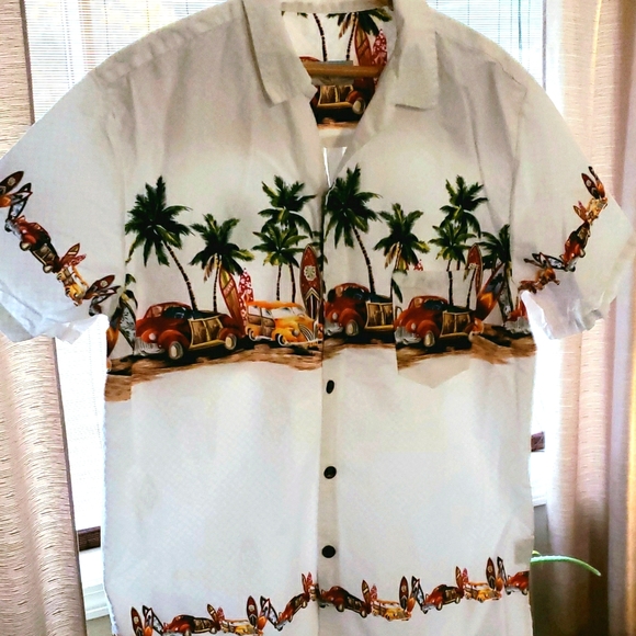 Men's New SS surf scene button up casual shirt - Picture 1 of 4